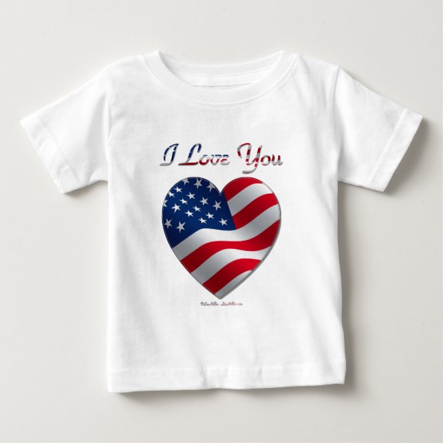 USA Flag Herz I Liebe You Baby T-shirt (Vorderseite)