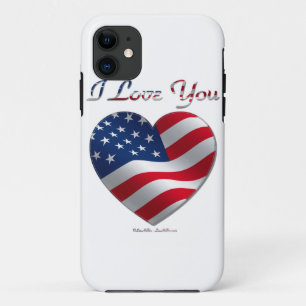 USA Flag Herz I Liebe You iPhone 11 Hülle