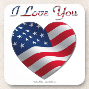 USA Flag Herz I Liebe You Getränkeuntersetzer