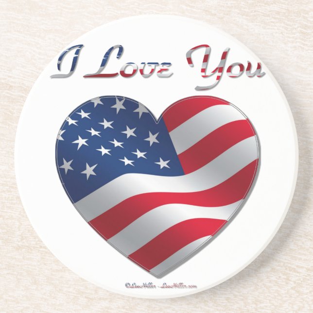 USA Flag Herz I Liebe You Untersetzer (Vorne)