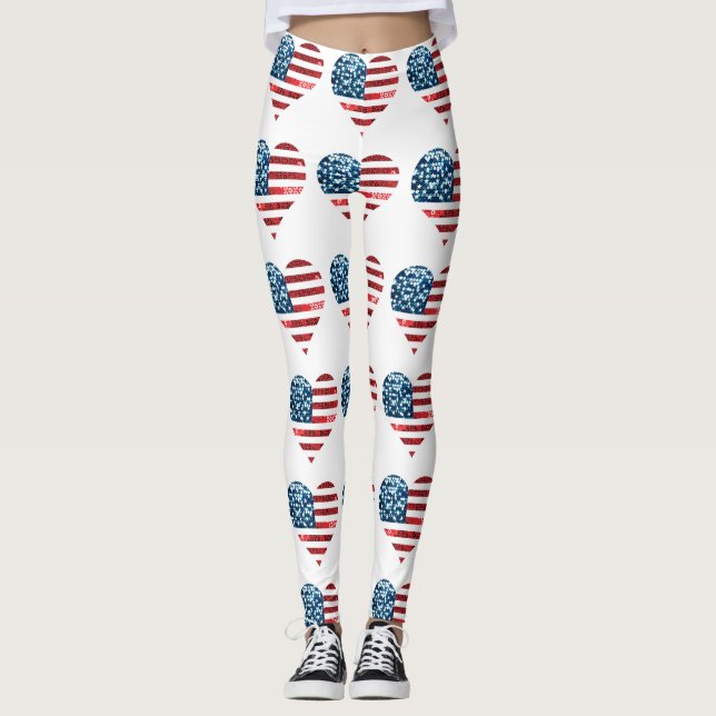 usa Flag Herz Leggings (Vorderseite)