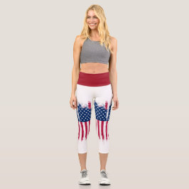 USA Flag High Waisted Capris