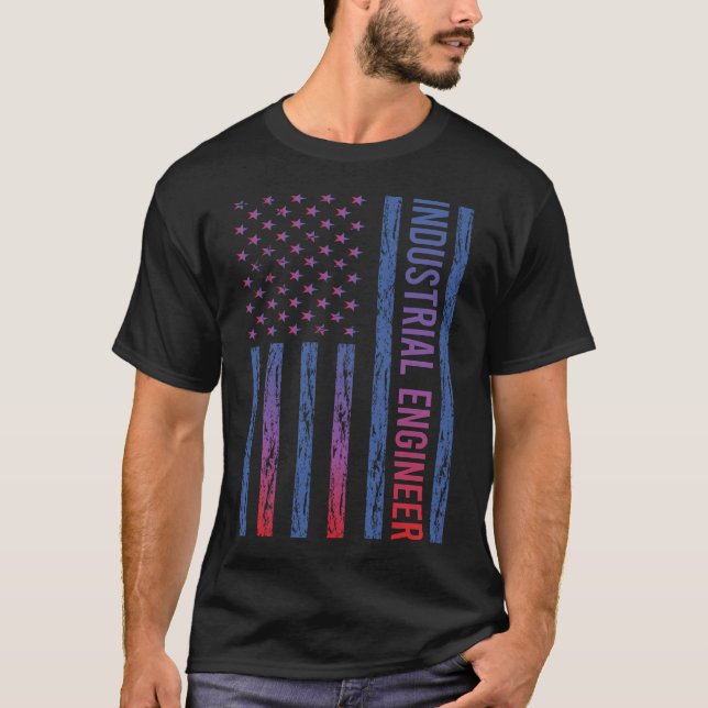 USA Flag Industrial Engineer T-Shirt (Vorderseite)