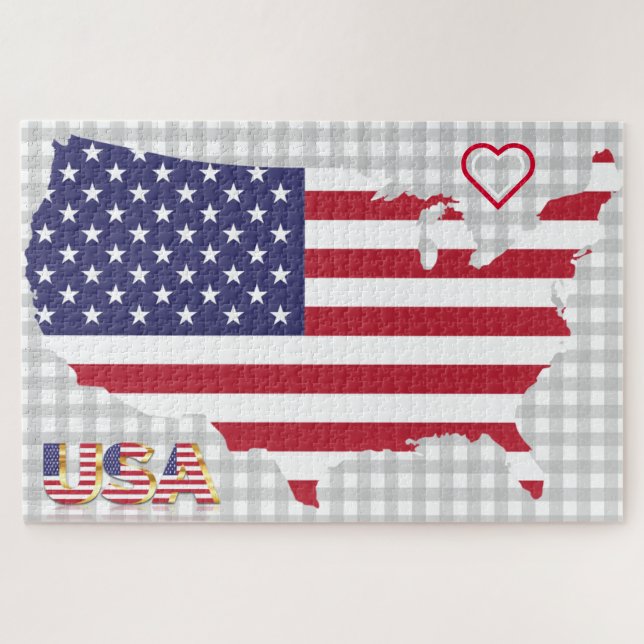 USA Flag Jigsaw Puzzle Karte (Horizontal)
