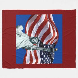 USA Flag Lady Liberty Fleece Blanket