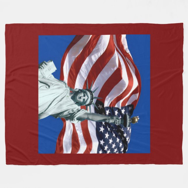 USA Flag Lady Liberty Fleece Blanket (Vorderseite (Horizontal))
