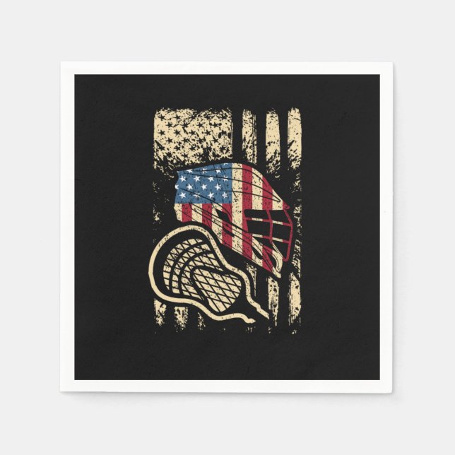 USA Flag Lax Patriotic American Lacrosse Player Serviette (Vorderseite)