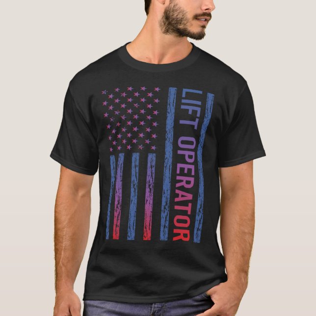 USA Flag Lift Operator T-Shirt (Vorderseite)