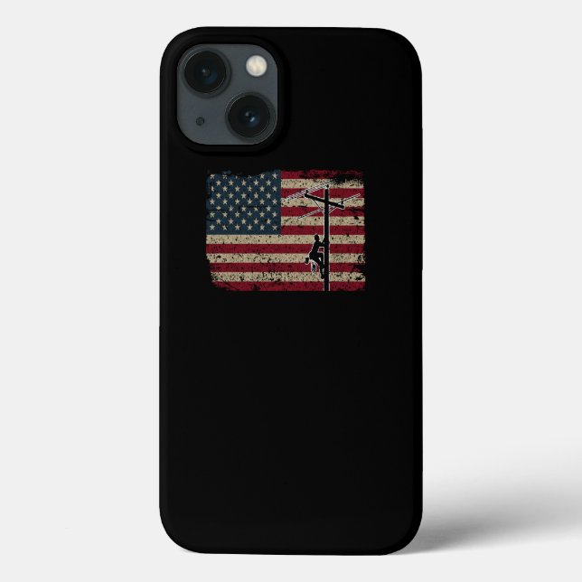 USA Flag Lineman Patriotic Electrician Gift Case-Mate iPhone Hülle (Rückseite)