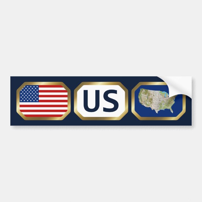 USA Flag Map Code Autoaufkleber (Vorne)