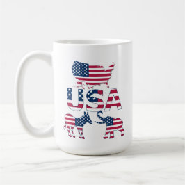 USA Flag Map Donkey Elephant politische Wahlen Kaffeetasse