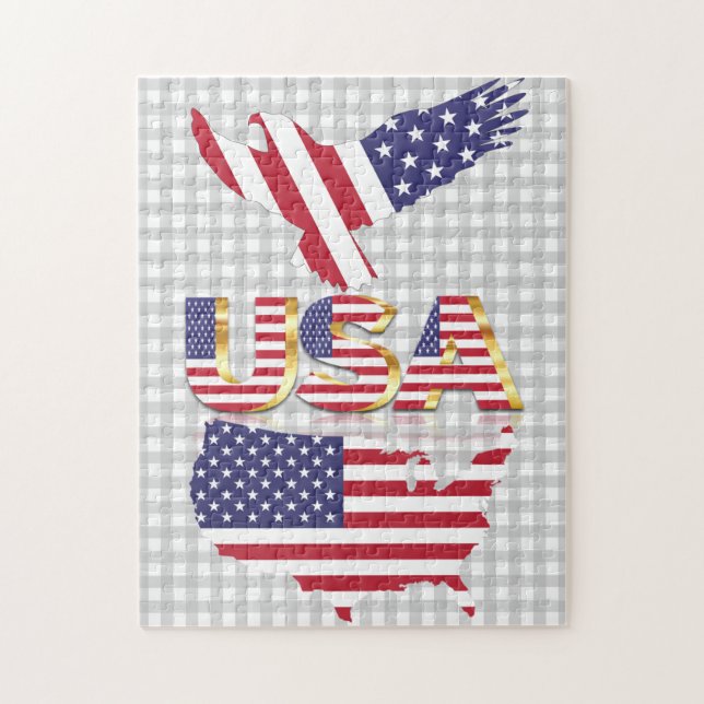 USA Flag Map Puzzle American Eagle (Vertikal)