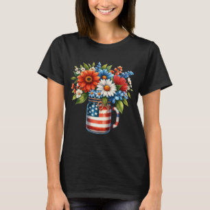 USA Flag Mason Jar Patriotic T-Shirt