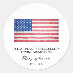 USA Flag Memorial Funerary Seed Packet Runder Aufkleber
