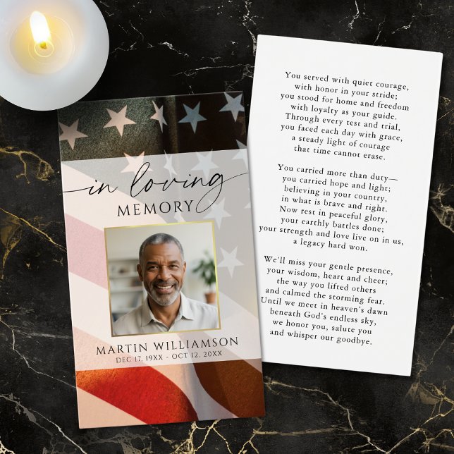 USA Flag Military Funeral Photo Prayer Card (Von Creator hochgeladen)