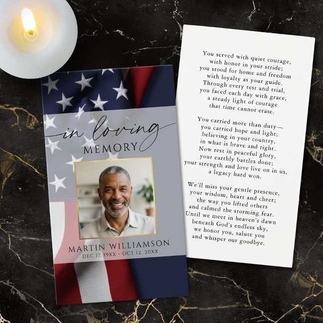 USA Flag Military Memorial Photo Prayer Card (Von Creator hochgeladen)