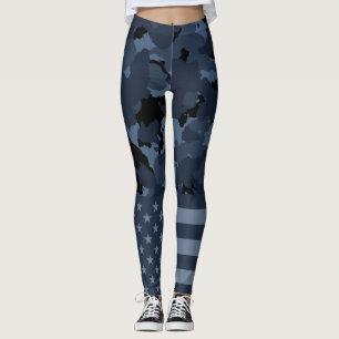 USA Flag Military Night Camouflage Leggings
