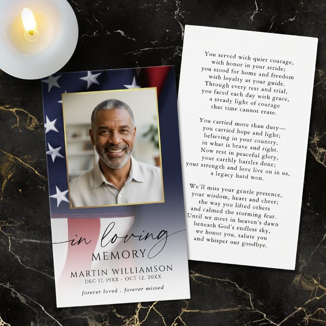USA Flag Military Sympathy Photo Prayer Card (Von Creator hochgeladen)