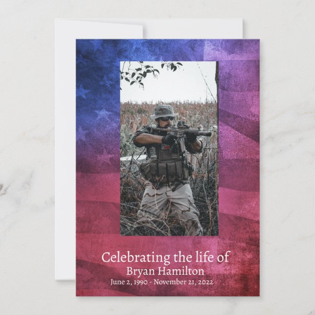 USA Flag Military Veteran Beerdigungskarte Einladung (Vorderseite)