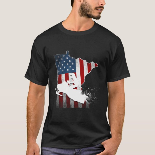 Usa Flag Minnesota Snowmobile T-Shirt (Vorderseite)