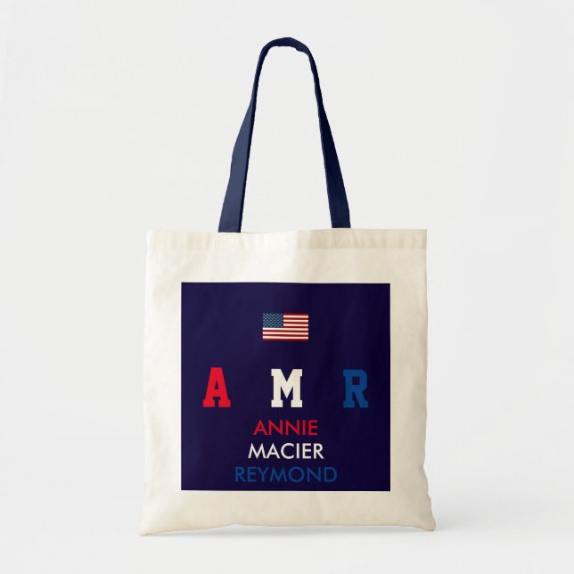 USA flag monogram personalized initials/name Tragetasche (Vorne)