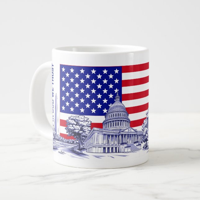 USA Flag Monument Illustration Souvenir Jumbo-Tasse (Vorderseite Links)