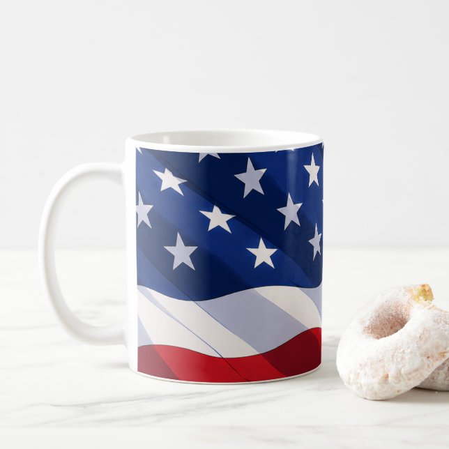 USA Flag Mug Kaffeetasse (Mit Donut)