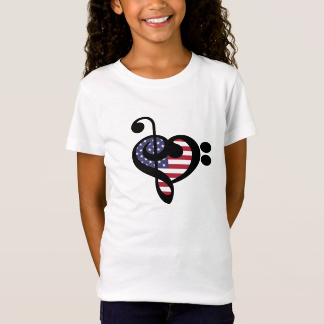 USA Flag Music Heart - American Pride Musician T-Shirt (Vorderseite)