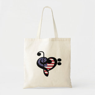 USA Flag Music Heart - American Pride Musician Tragetasche