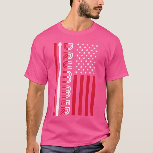 Usa Flag Musician Drummer Gift Drums T-Shirt (Vorderseite)