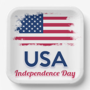 USA Flag Napkins Pappteller