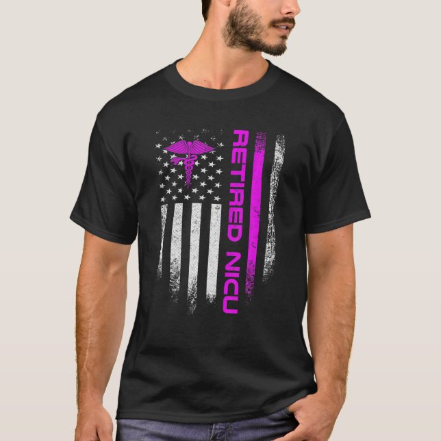USA Flag NICU Nurse Neonatal Intensive Car T-Shirt (Vorderseite)