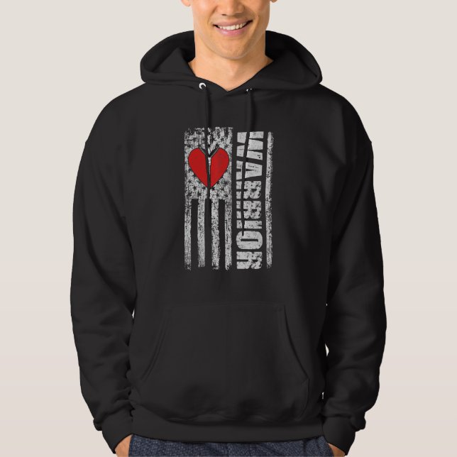 USA Flag Open Heart Surgery Recovery Distressed Hoodie (Vorderseite)