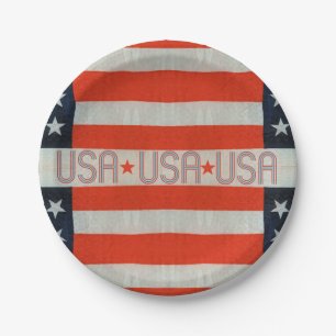 USA Flag Paper Plate Pappteller