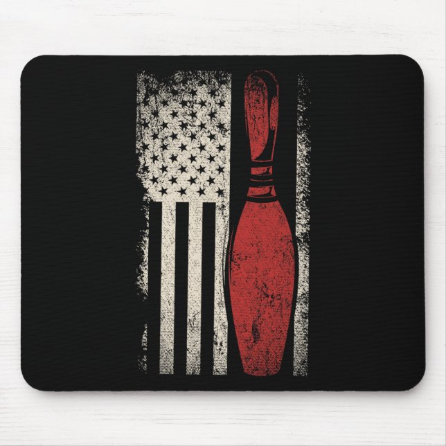 Usa Flag Patriotic American Bowler Gift Bowling Pi Mousepad (Vorne)