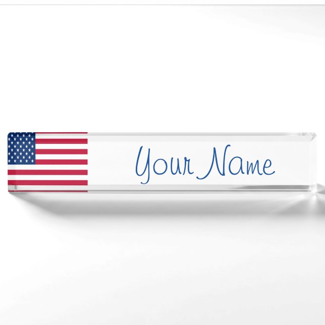 USA Flag Patriotic Custom Desk Name Plate Office Namensplakette (Vorderseite)