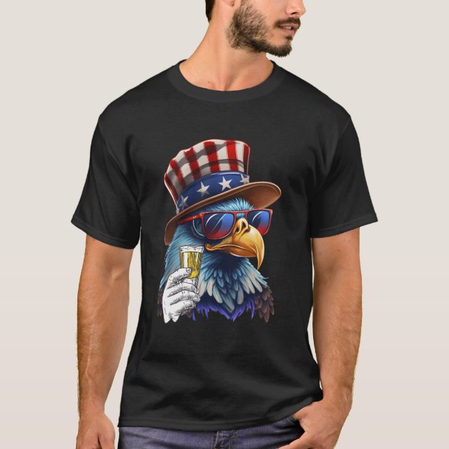 Usa Flag Patriotic Eagle Sonnenbrille 4th July be T-Shirt (Vorderseite)
