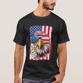 Usa Flag Patriotic Eagle Sonnenbrille Beer 4th of  T-Shirt