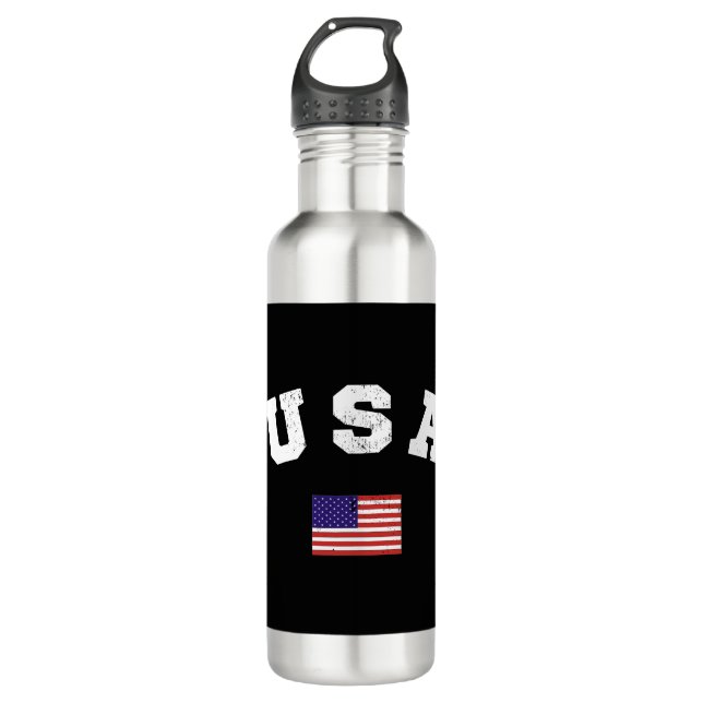 USA  Flag Patriotic Edelstahlflasche (Vorderseite)