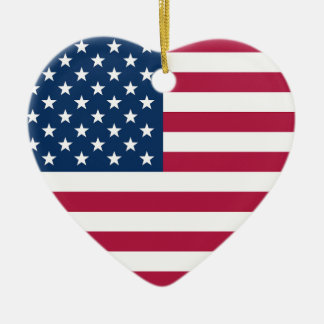 USA Flag Patriotic Heart Keramik Ornament