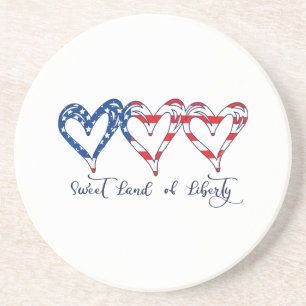 USA Flag Patriotic Hearts 4. Juli Sweet Land o Getränkeuntersetzer