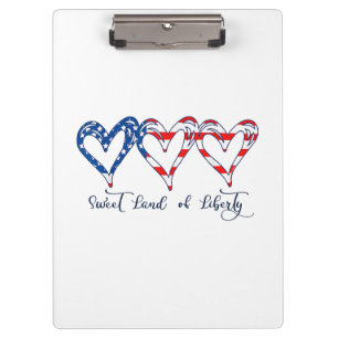 USA Flag Patriotic Hearts 4. Juli Sweet Land o Klemmbrett