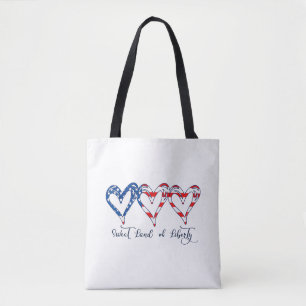 USA Flag Patriotic Hearts 4. Juli Sweet Land o Tasche