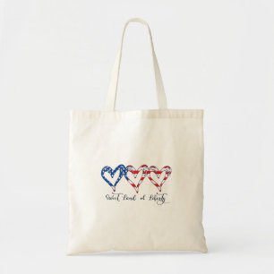 USA Flag Patriotic Hearts 4. Juli Sweet Land o Tragetasche