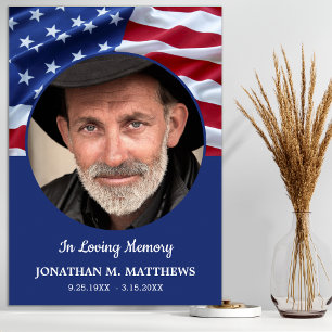 USA Flag Patriotic Memorial Foto Funeral Poster