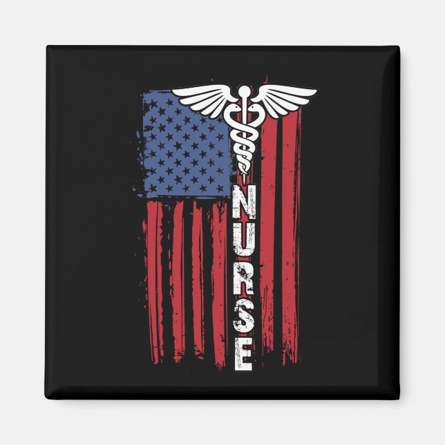 USA Flag Patriotic Nurse Week Nursing Magnet (Vorne)