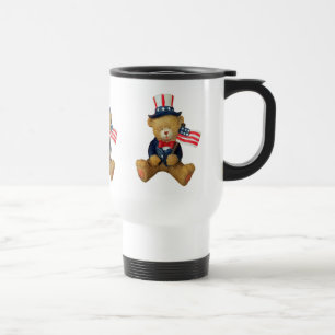 USA Flag Patriotic Teddy Bear Reisebecher