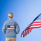 USA Flag Patriotic Zuhause des schönen Zitats Jeansjacke (USA America Flag Patriotic Home Of The Brave Quote Denim Jacket)