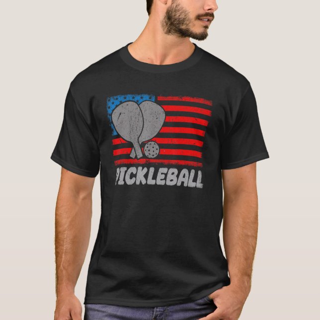 USA Flag Pickleball Shirt Paddle Pickleball Player (Vorderseite)