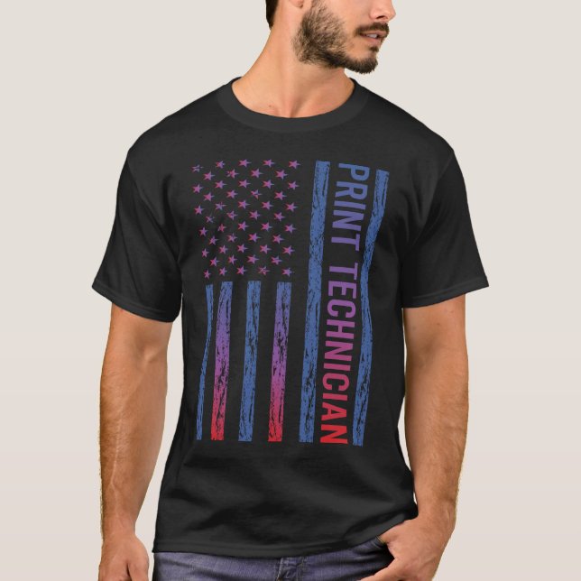 USA Flag Print Technique T-Shirt (Vorderseite)